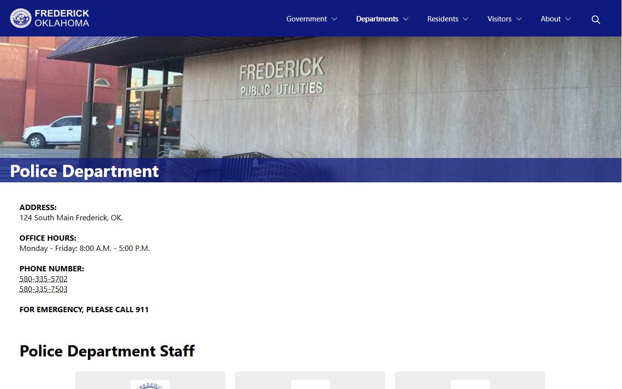 Tillman County arrest records and Frederick Police Department municipal charges