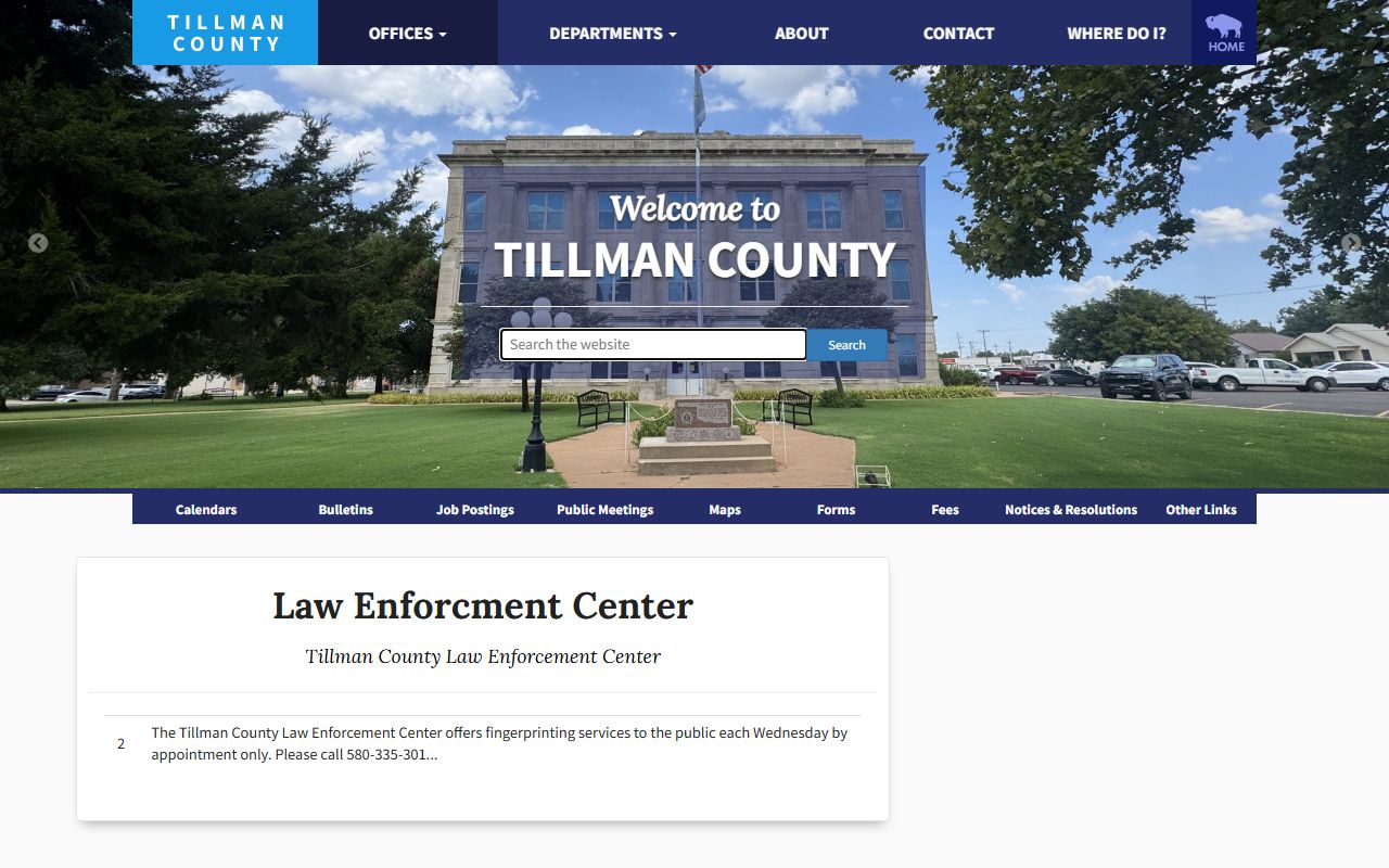 Tillman County arrest records and Law Enforcement Center booking office
