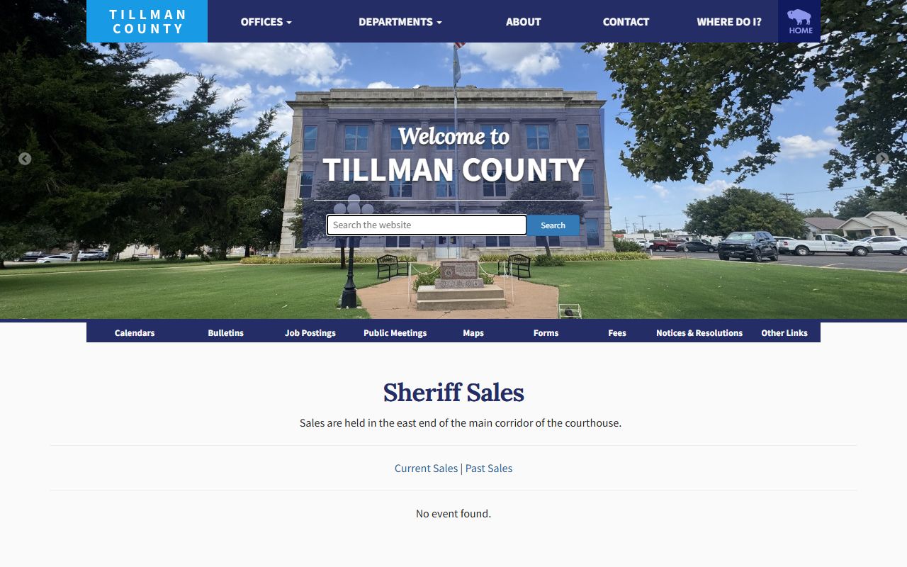 Tillman County court dockets sheriff sale location in the Frederick courthouse corridor
