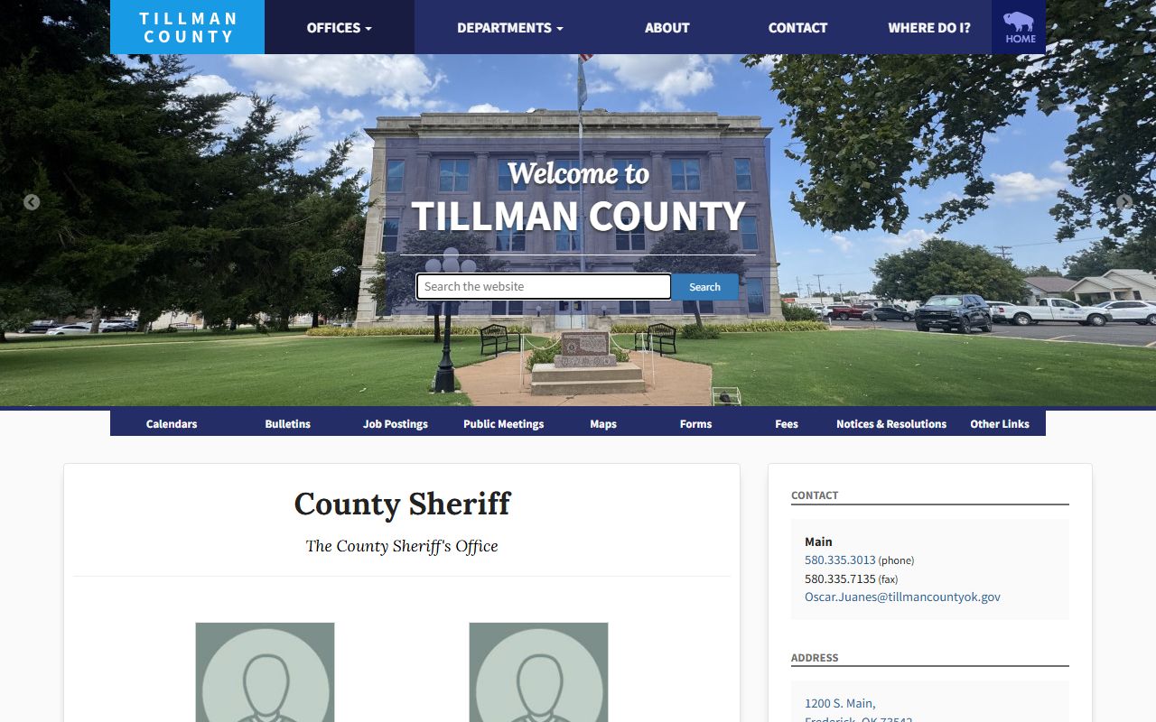Tillman County criminal court records and the sheriff's arrest and booking role