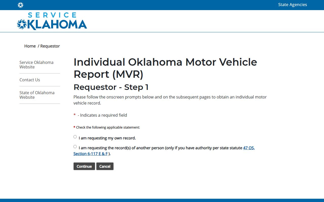 Tillman County traffic court records Oklahoma MVR driver record portal